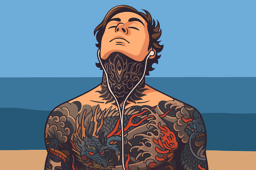 a neck tattoo